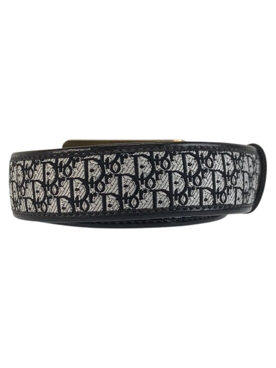 Dior Vintage Oblique 70 cm Black Gold Canvas Belt main image 7